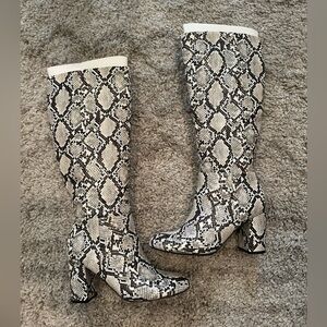 Snakeskin Tall Boots - Size 9